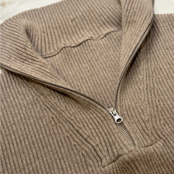 Zara Massimo Dutti Mock Neck Knit Soft Textured Lightweight Pullover Zip Sweater - Picture 12 of 12